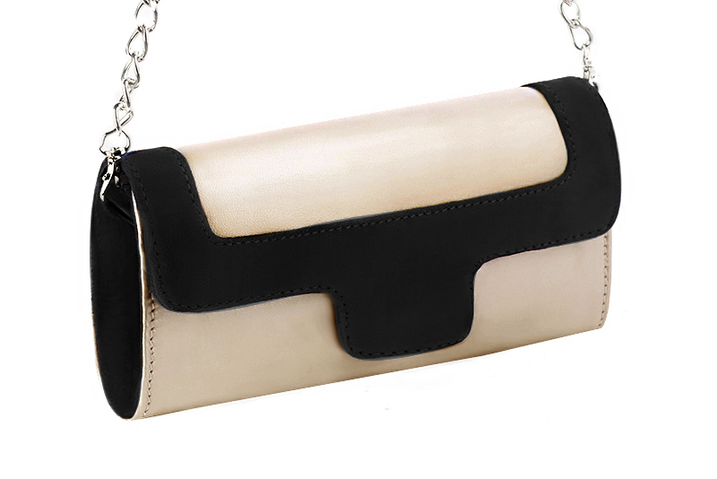 Gold and matt black women's dress clutch, for weddings, ceremonies, cocktails and parties. Front view - Florence KOOIJMAN